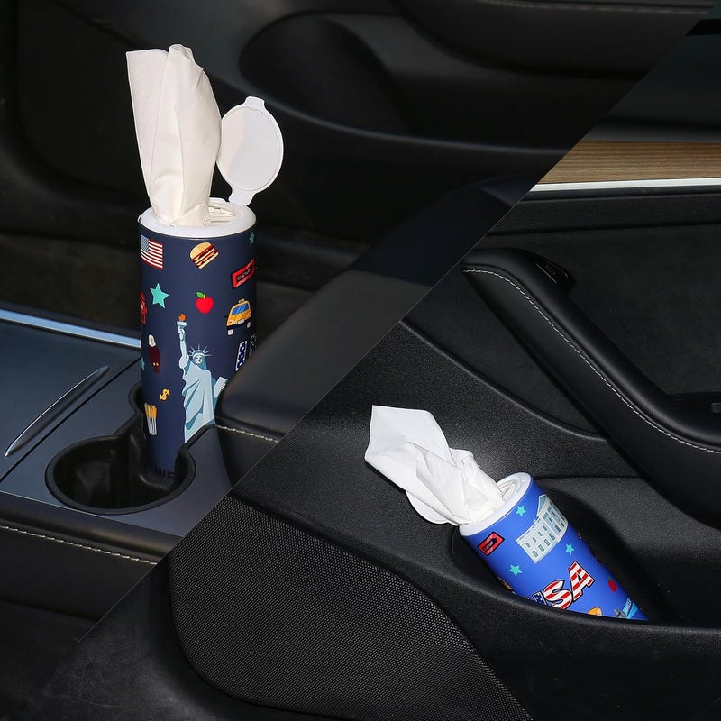 CarsonWorks Car Tissues Cylinder 4 Packs Round Tissue Box Holder Perfect for Car Cup Holder, Refill Car Tissue Box Round Container with Refill Tissues for Car Bathroom Office - Image 3
